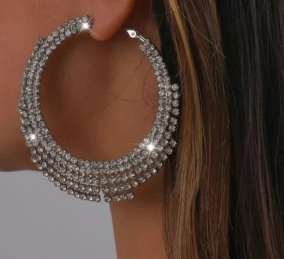 Glammed Out Diamond Hoops - Yayas Luxe Handbags -