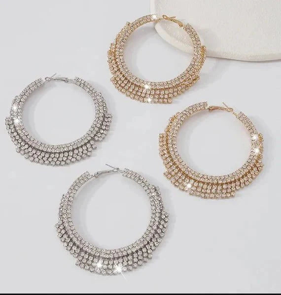 Glammed Out Diamond Hoops - Yayas Luxe Handbags -