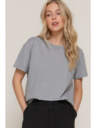 Gray Short Sleeve Round Neck Tee