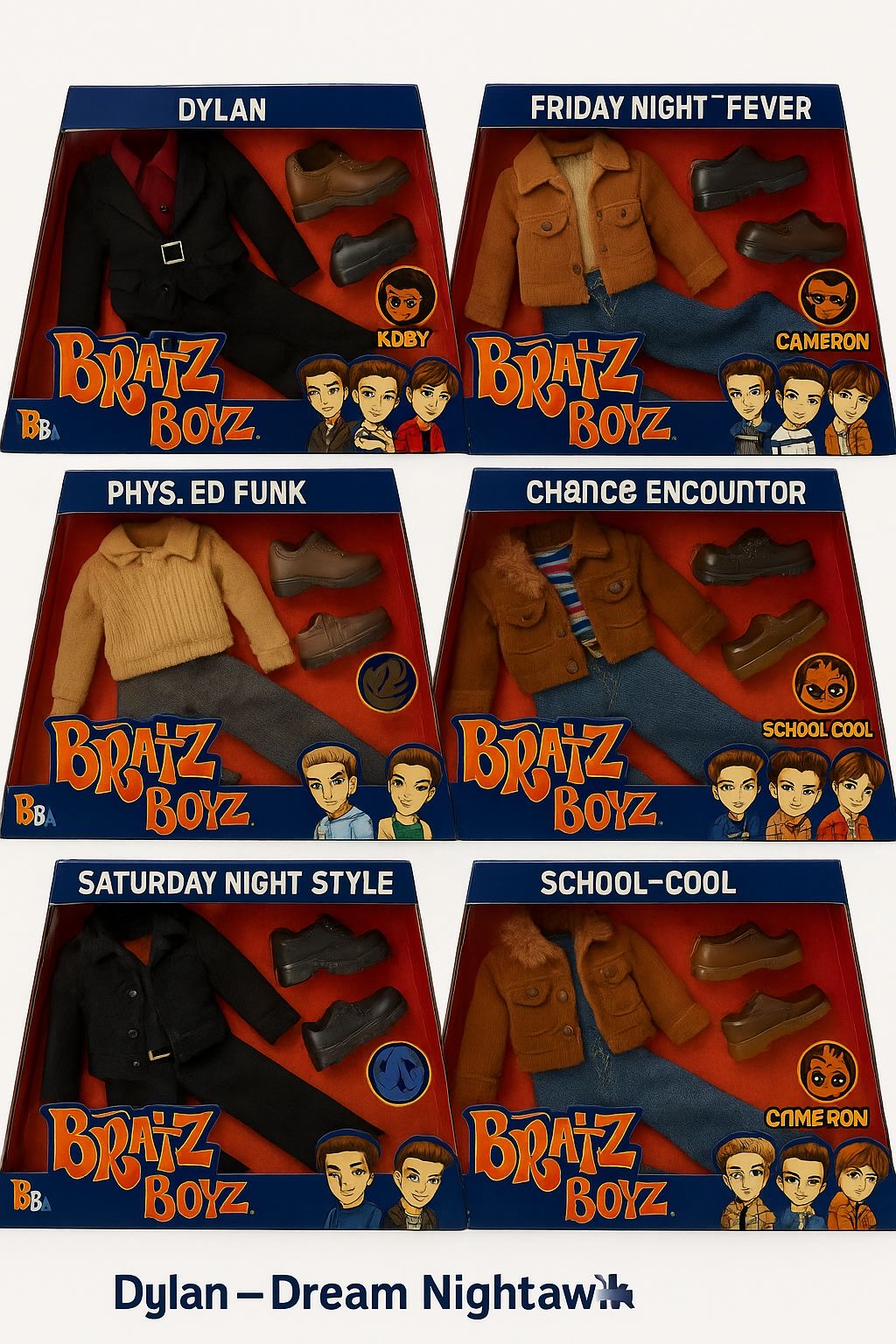 B'z CDコレクションとアパレルセット Bratz Boyz Fashion Pack – Complete 6-Pack Collector's Edition with