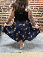 Bee Print Navy Swing Skirt - Athena's Fashion Boutique