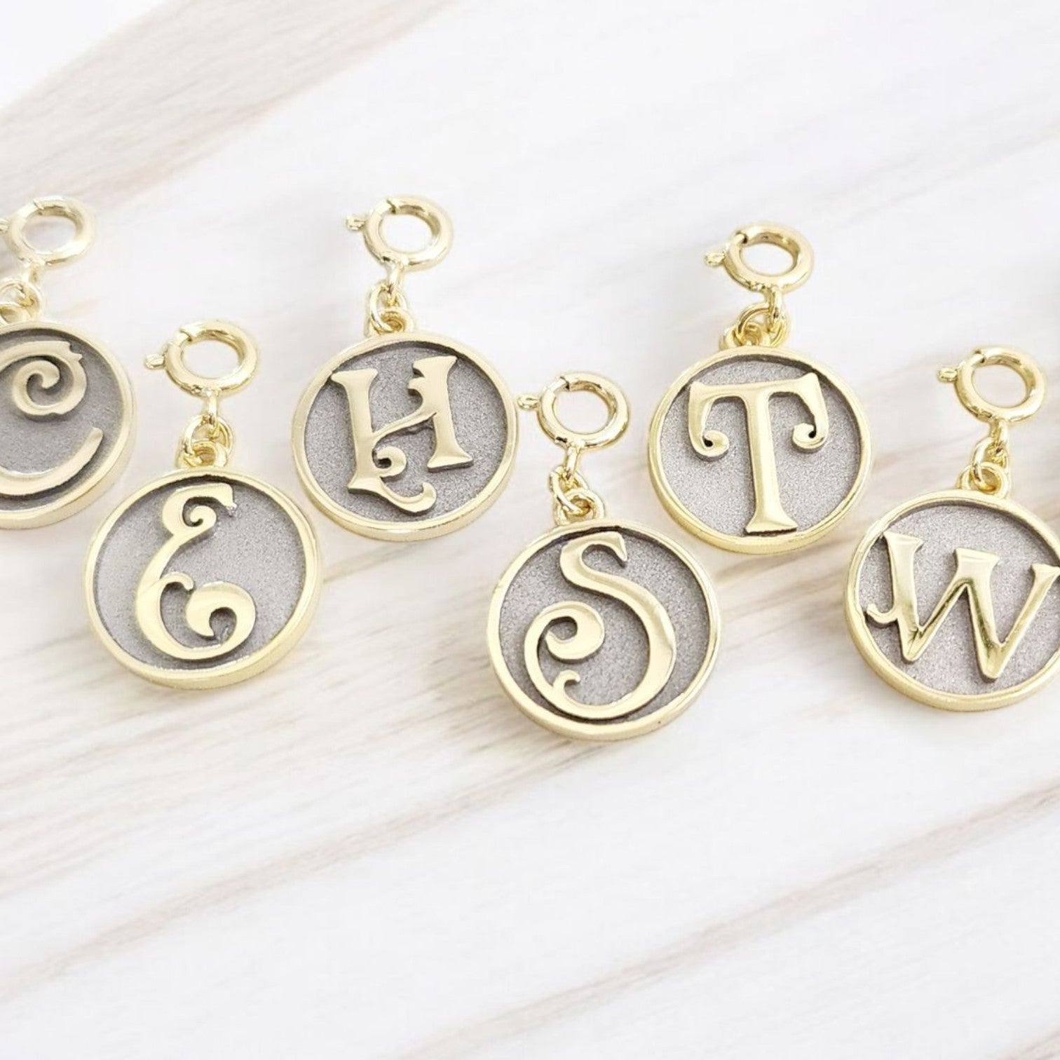 Saints Dainty Fancy Initial Clip on Pendant A-Z