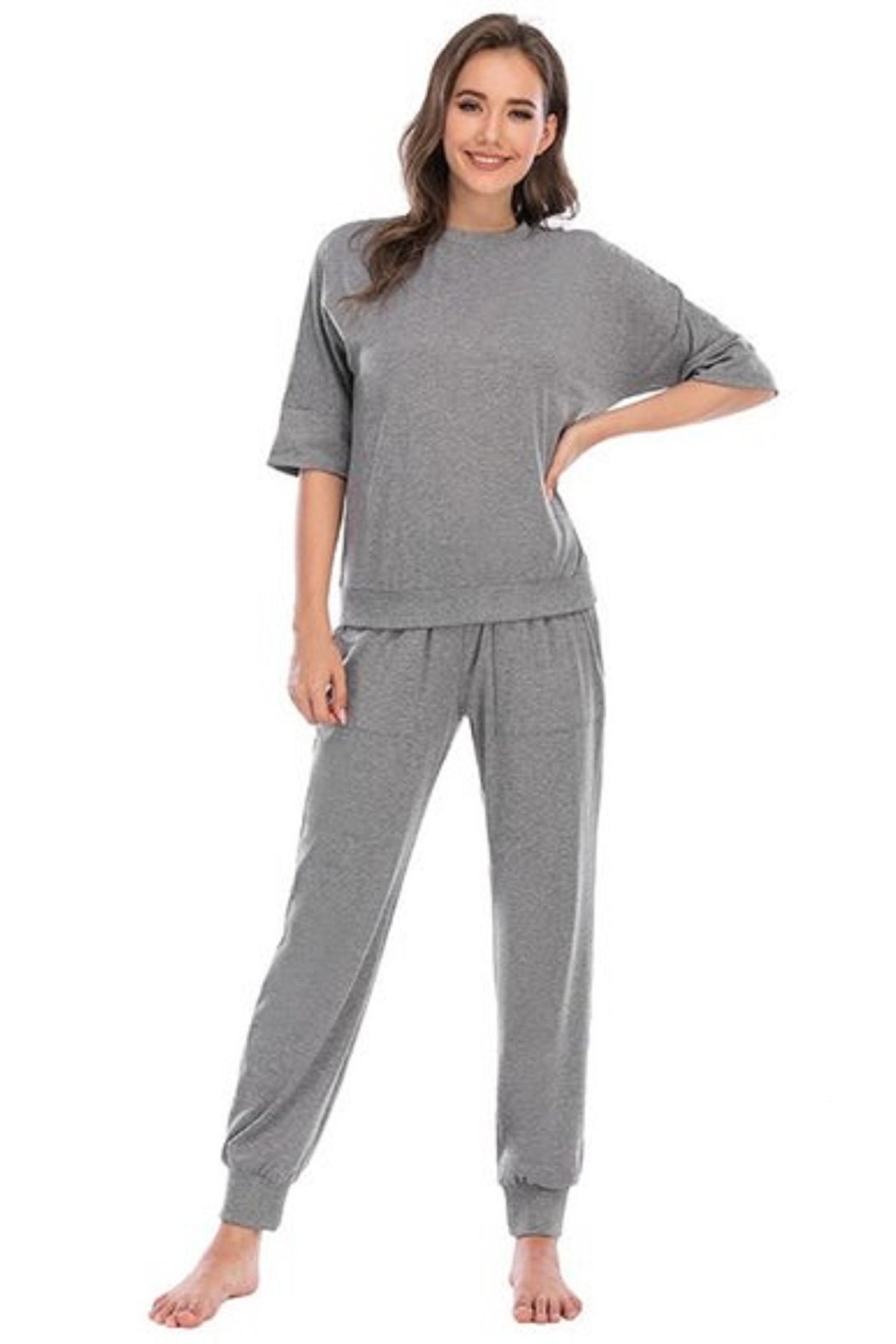 2 Piece Lounge Set Matching Top & Bottom Loungewear With Pockets