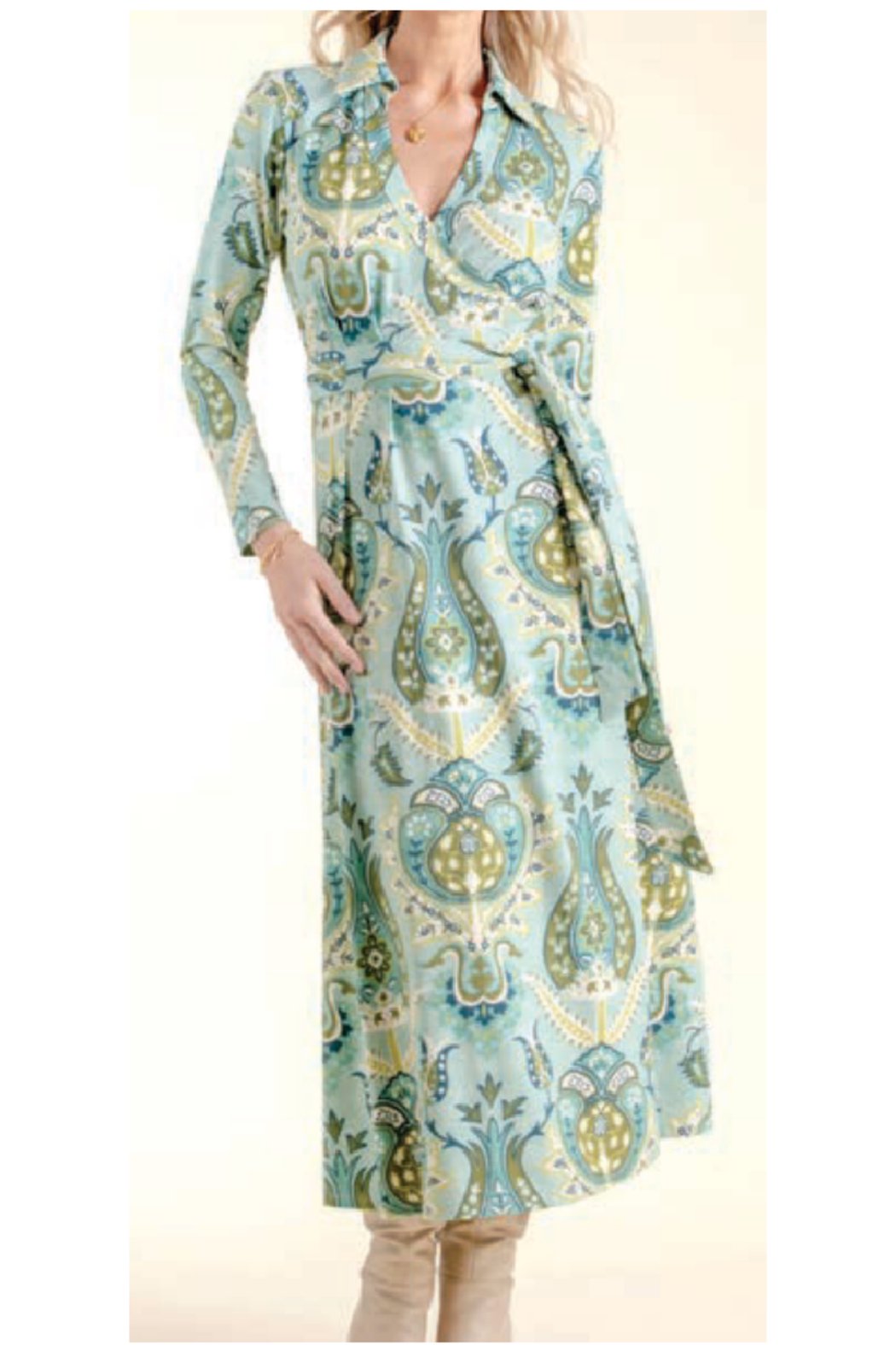 Iris Jersey Dress Mercer House Damask Sea Foam S