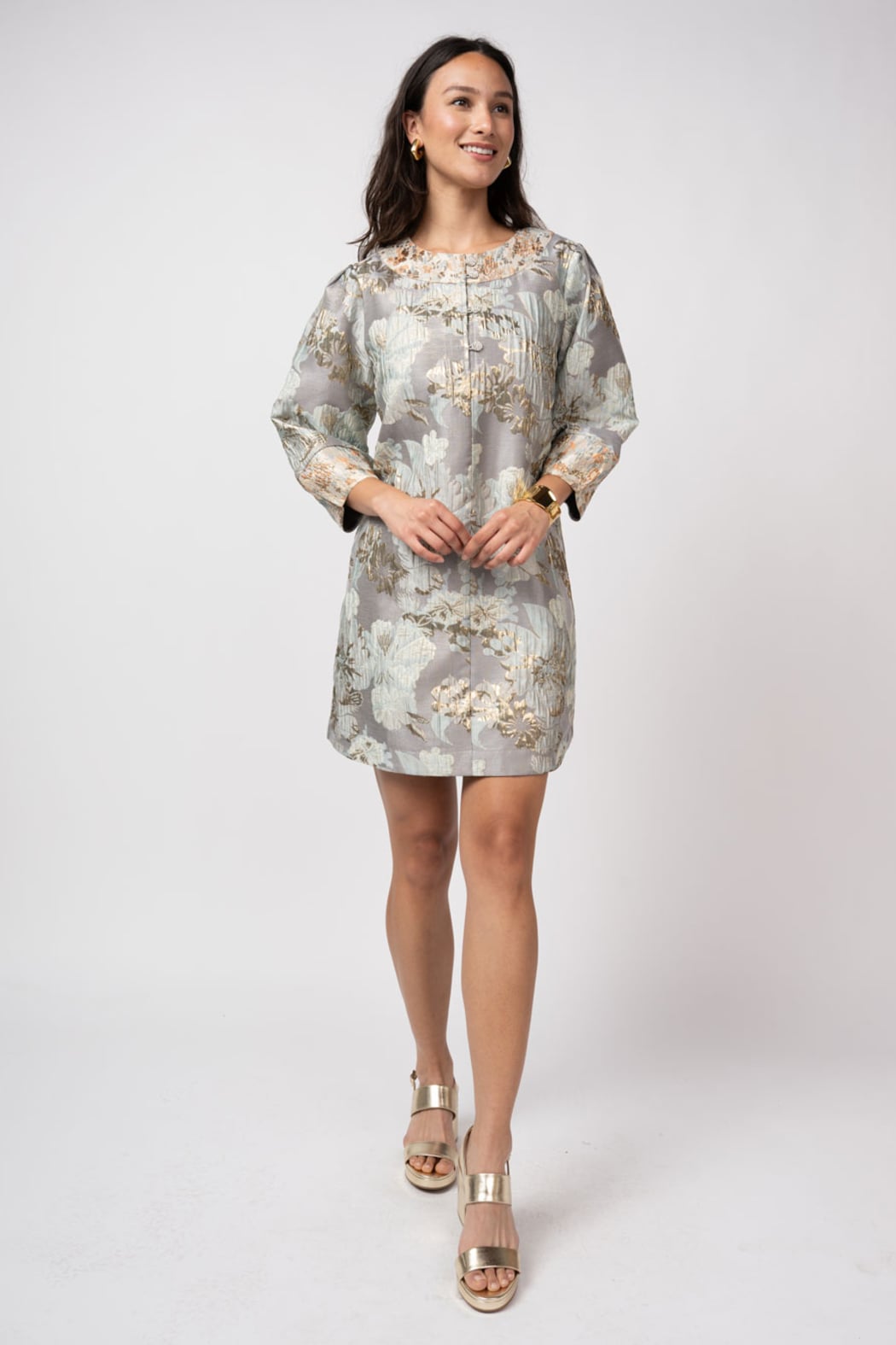 Jacquard Button Neck Dress – Shoptiques