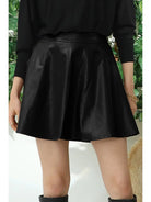 Black Faux Leather Skirt with Back Zipper - Athena's Fashion Boutique