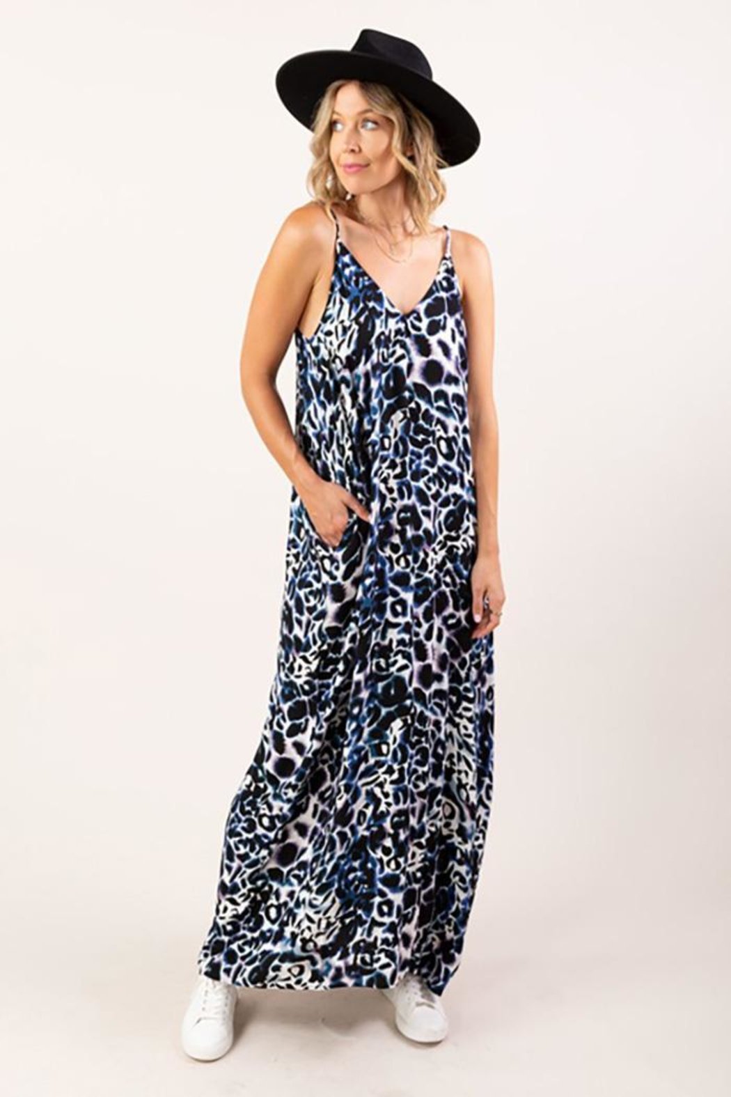 Sleeveless Animal Print Maxi Dress Multicolor / SM