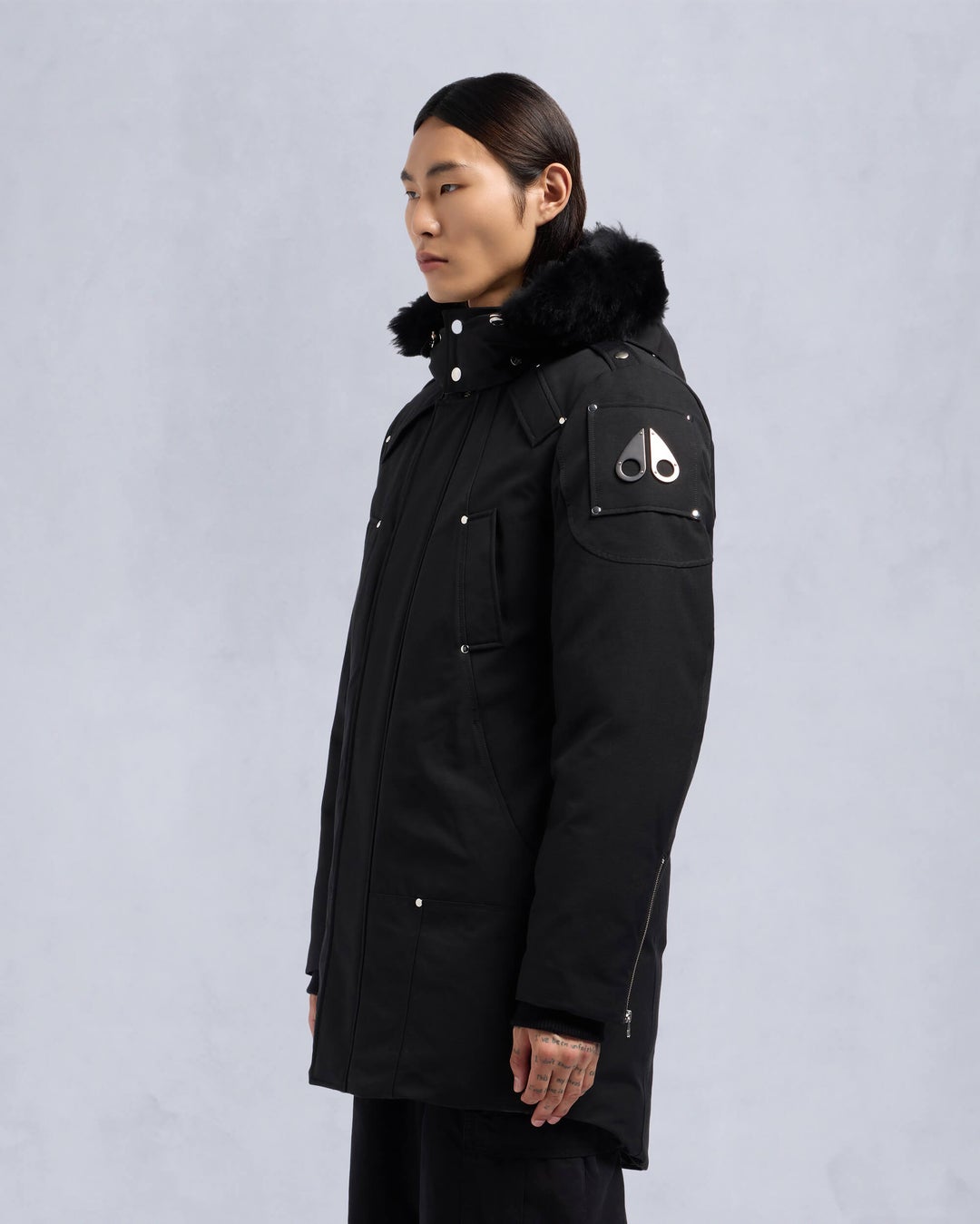 Moose Knuckles Mens Original Stirling Parka in Black with Black