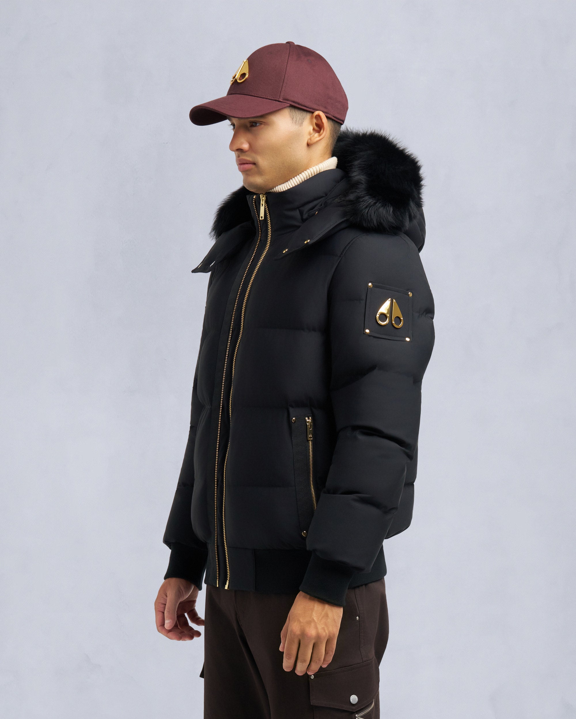 MOOSE KNUCKLES GOLD SERIES STAGG SHEARLING TRIM BOMBER JACKET MOOSE KNUCKLES GOLD SERIES STAGG SHEARLING TRIM BOMBER JACKET