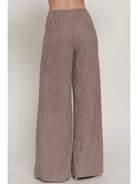 Mocha Drawstring Crinkle Knit Long Pants
