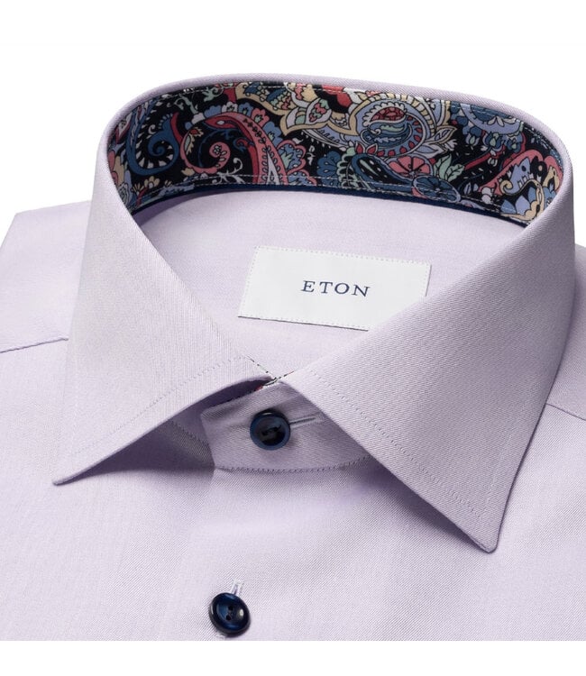 Eton Slim Fit Twill Paisley Trim Shirt Lavender / 43 Eton Slim Fit Twill Paisley Trim Shirt Lavender / 43