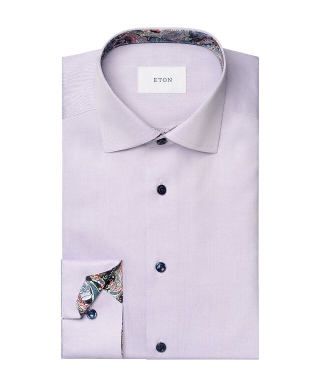 Eton Slim Fit Twill Paisley Trim Shirt Lavender / 43 Eton Slim Fit Twill Paisley Trim Shirt Lavender / 43