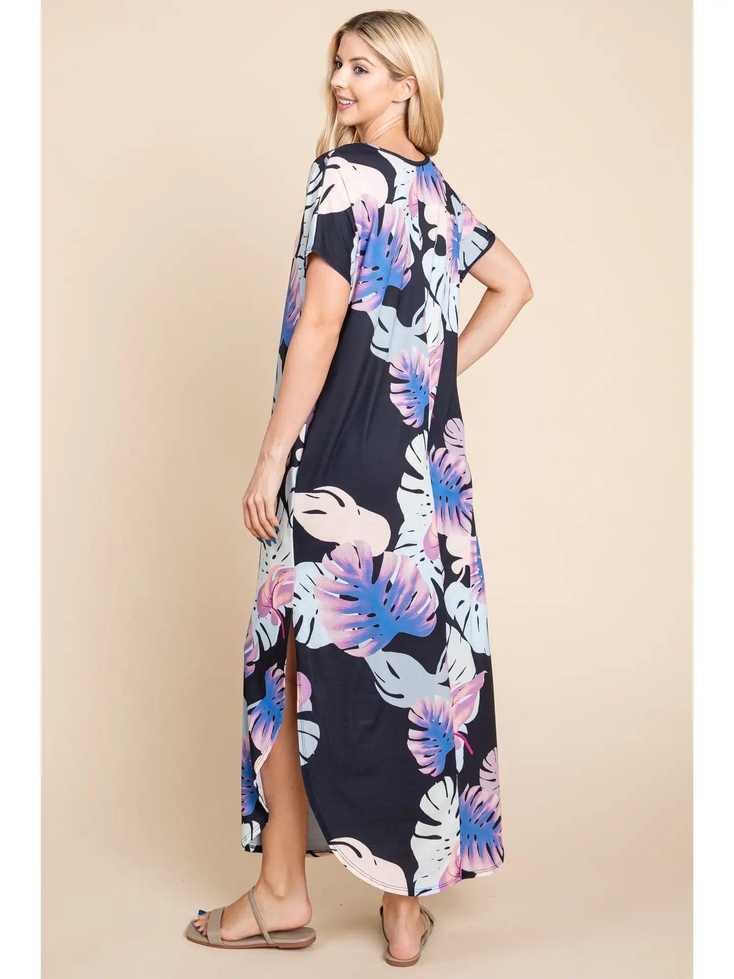 Navy Women's Floral Print Maxi Dress