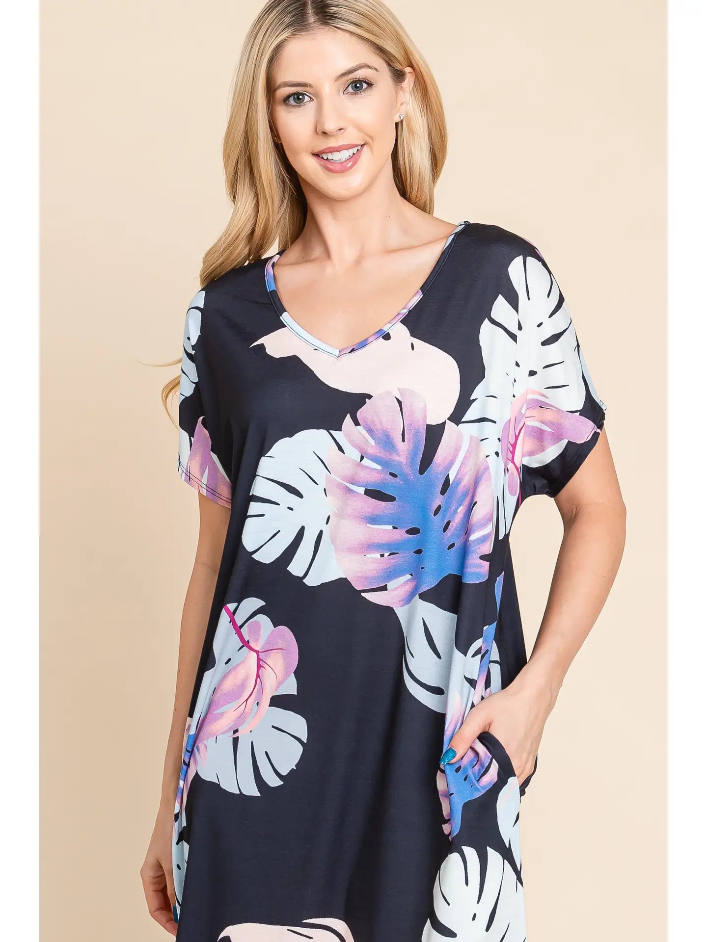 Navy Women's Floral Print Maxi Dress