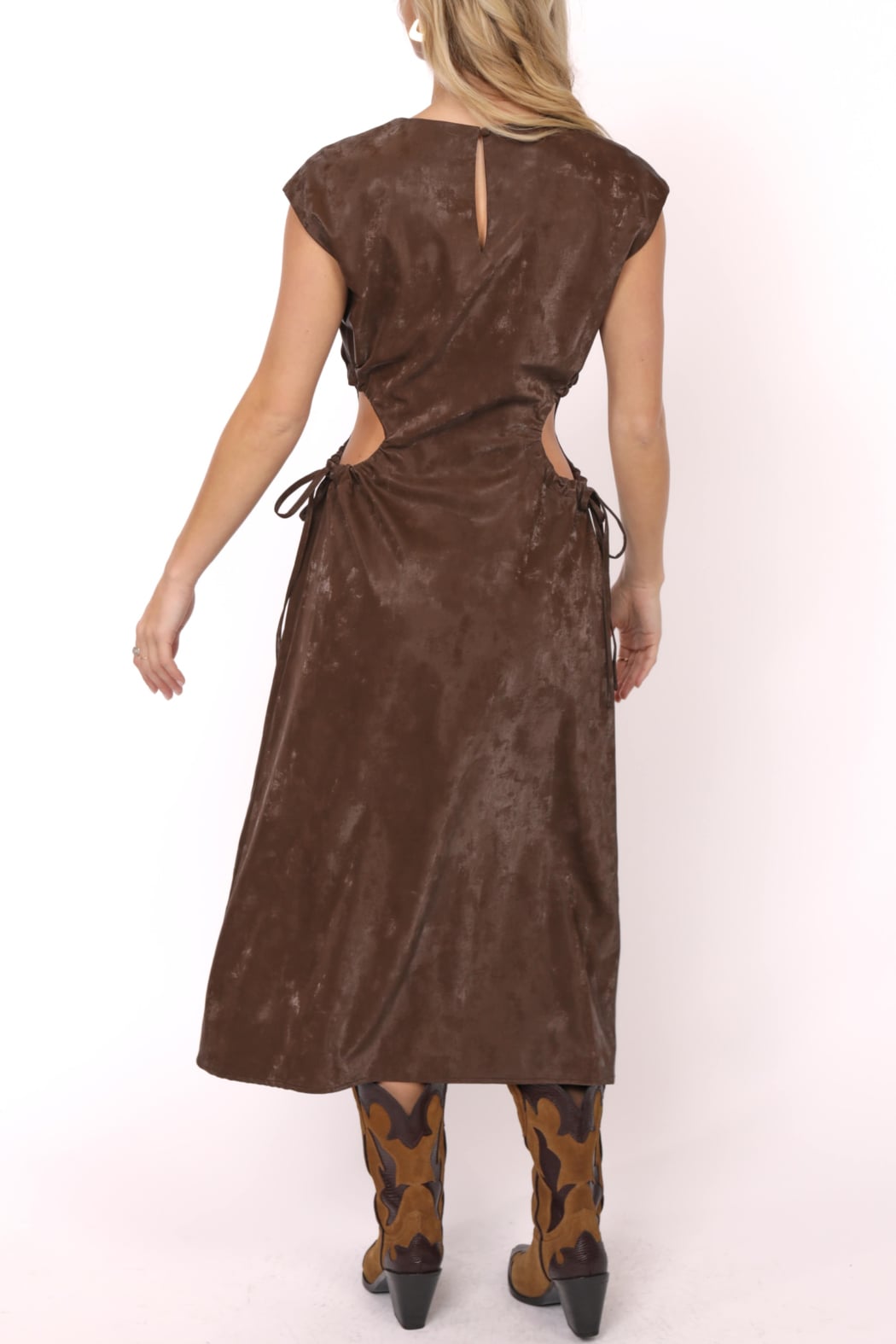 New Chapter Vegan Leather Cut Out Dress DK.Brown / M New Chapter Vegan Leather Cut Out Dress DK.Brown / M