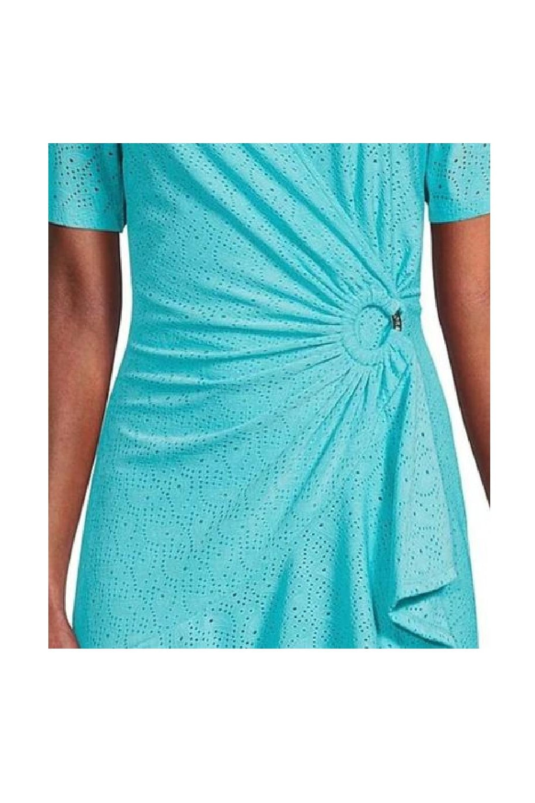 Michael Kors Women's Surplice V-Neck Short Flutter Dress Medium, Blue