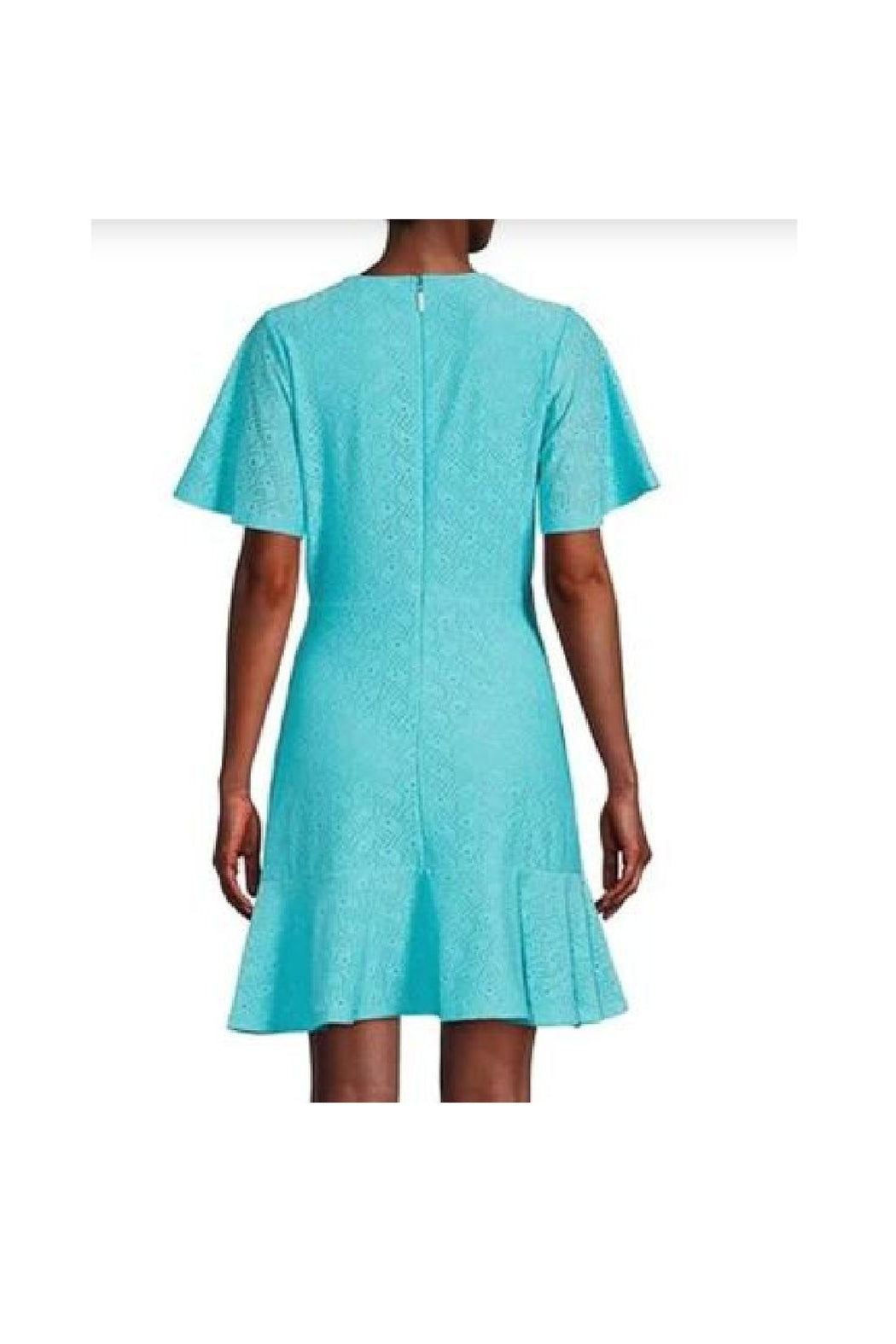 Michael Kors Women's Surplice V-Neck Short Flutter Dress Medium, Blue