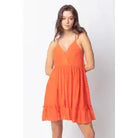 Orange Woven Lattice Open Back Mini Dress - Athena's Fashion Boutique