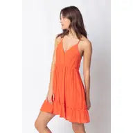 Orange Woven Lattice Open Back Mini Dress - Athena's Fashion Boutique