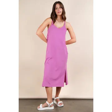 Orchid V-Neck Sleeveless Casual Comfy Midi Dress 
