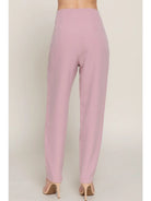 Pale Pink High Waist Pintuck Detail Long Pants