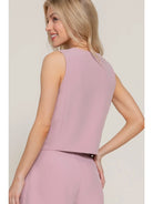 Pink V-Neckline with Front Button Closure Vest