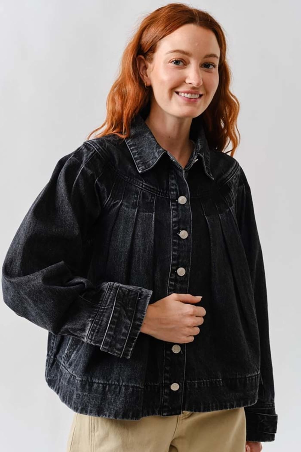 Pleated Denim Jacket – Shoptiques