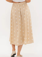 Khaki Polka Dot Midi Skirt