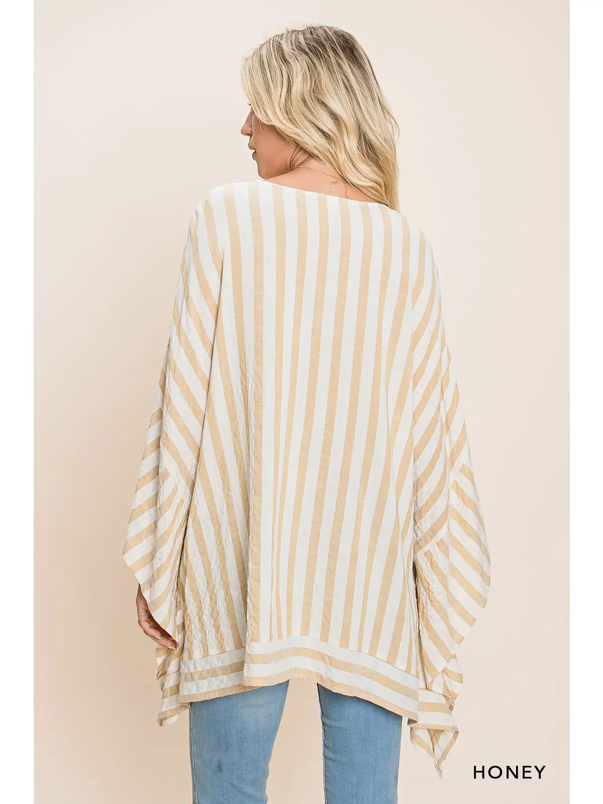 Stripe Cotton Poncho Cover Up - Athena's Fashion Boutique