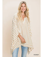 Stripe Cotton Poncho Cover Up - Athena's Fashion Boutique