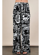 Black and White Printed Casual Wide Leg Resort Pants
