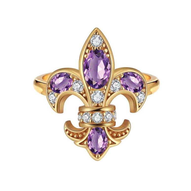 Saints Fleur De Lis Amethyst Diamond Ring