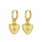 Saints & Saviors Crown Shield Huggie Earrings