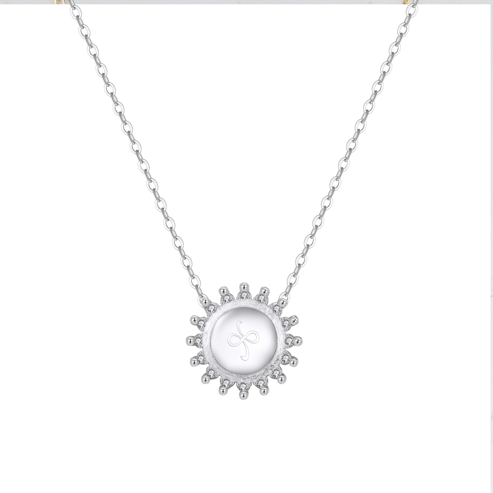 silver friendship symbol necklace sunburst