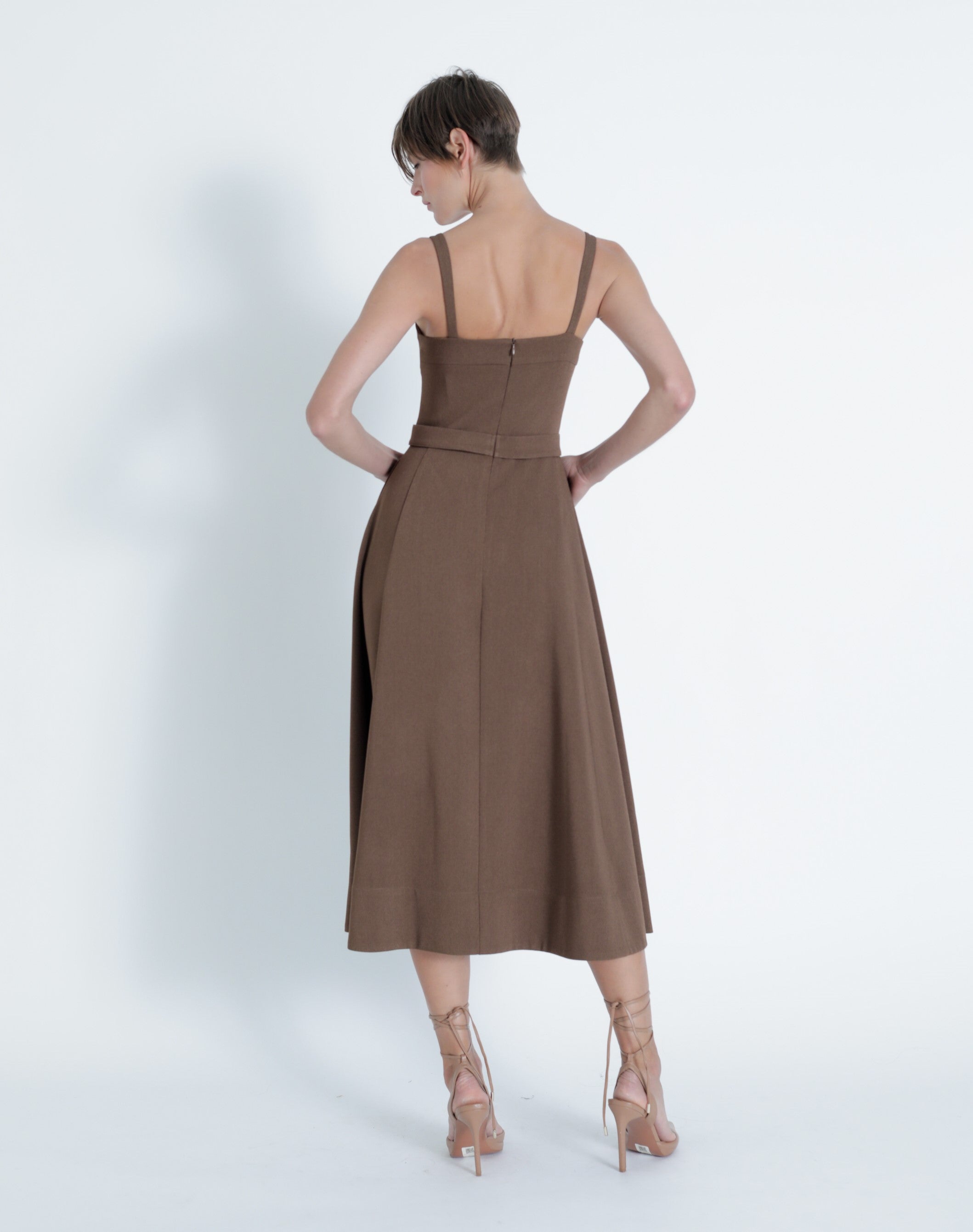 Karina Grimaldi Sawyer Midi Dress Xs / Mocca