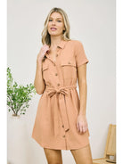 Sienna Collared Button Down Belted Mini Dress