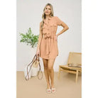 Sienna Collared Button Down Belted Mini Dress