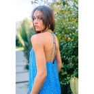 Blue Spotted Braided Strap Ruffle Mini Dress - Athena's Fashion Boutique