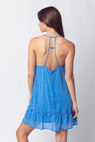 Blue Spotted Braided Strap Ruffle Mini Dress - Athena's Fashion Boutique