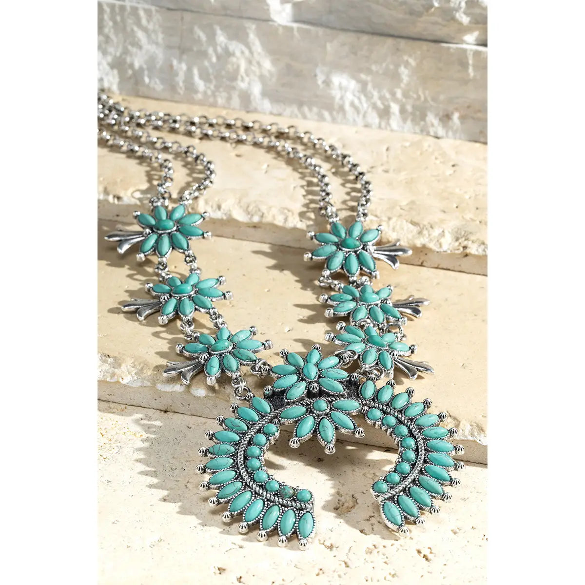 Squash Blossom Necklace with Earrings Set - Athena's Fashion Boutique