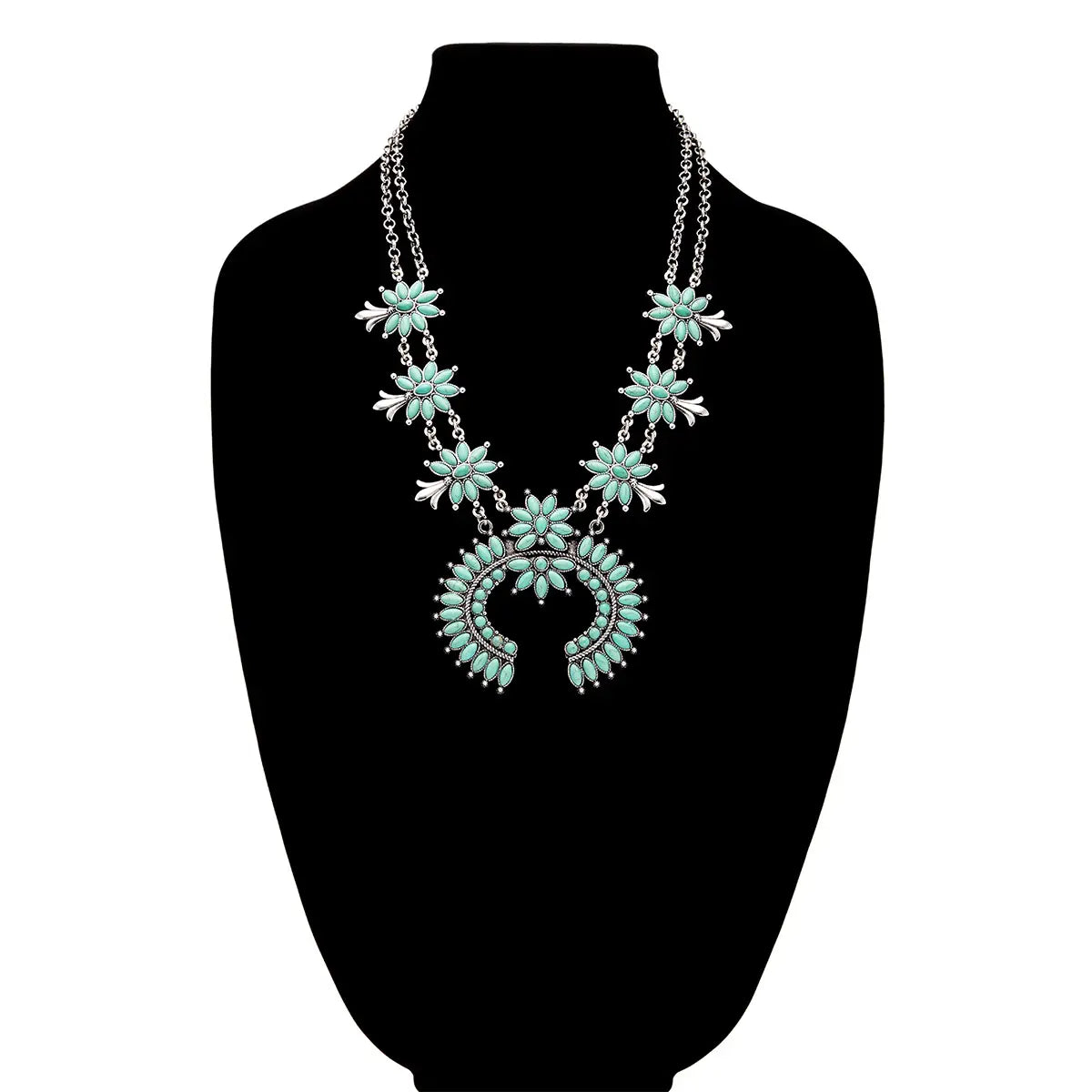 Squash Blossom Necklace with Earrings Set - Athena's Fashion Boutique