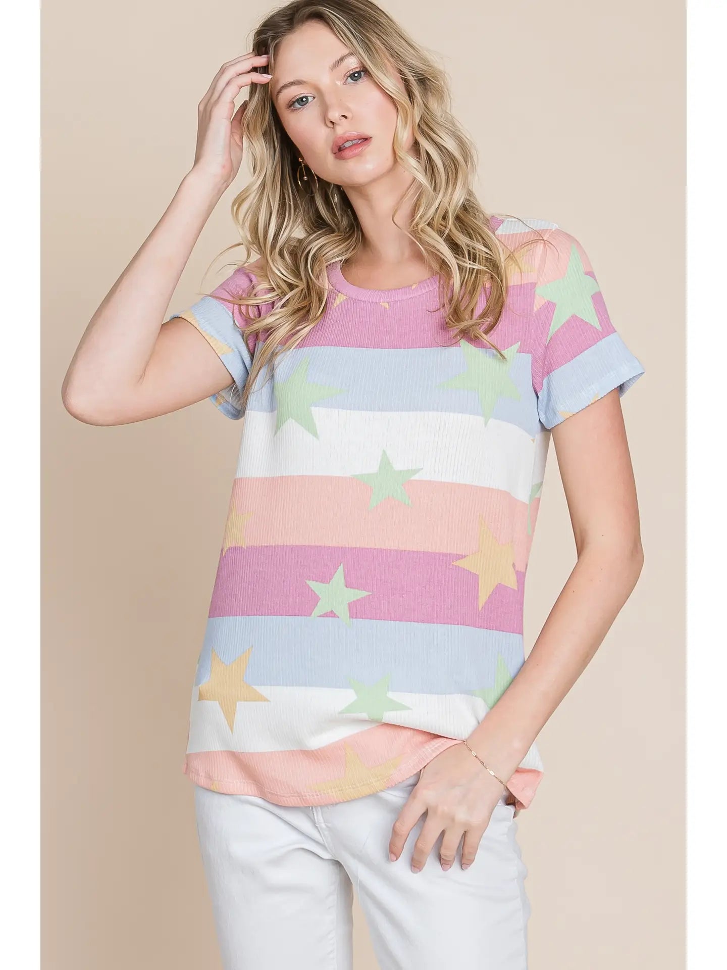 Stars and Stripe Women's Soft Waffle Knit Tee