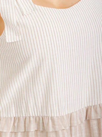 Plus Size Sleeveless Tiered Color Block Stripe Mini Dress