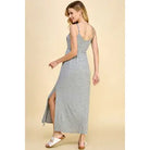 Heather Gray and Navy Slip Stripe Maxi Dress