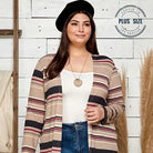 Women's Striped Multi Colored Draped Cardigan