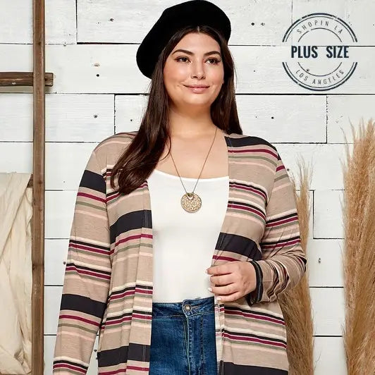 Women's Striped Multi Colored Draped Cardigan