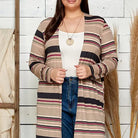 Women's Striped Multi Colored Draped Cardigan