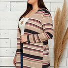 Women's Striped Multi Colored Draped Cardigan