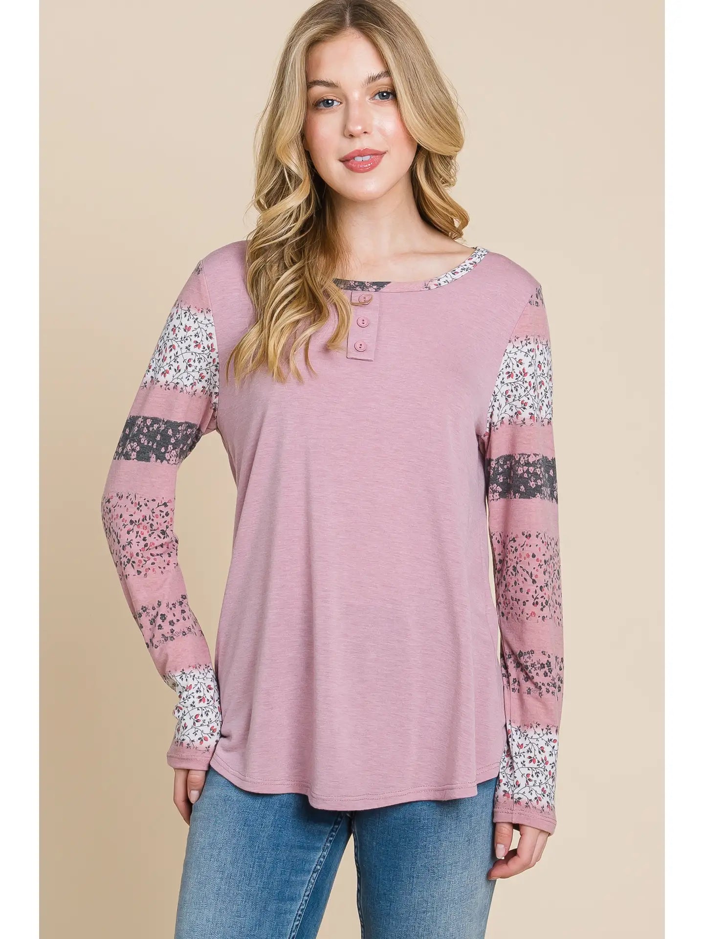 Long Sleeve Stripe Floral Shirt - Athena's Fashion Boutique