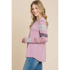 Long Sleeve Stripe Floral Shirt - Athena's Fashion Boutique